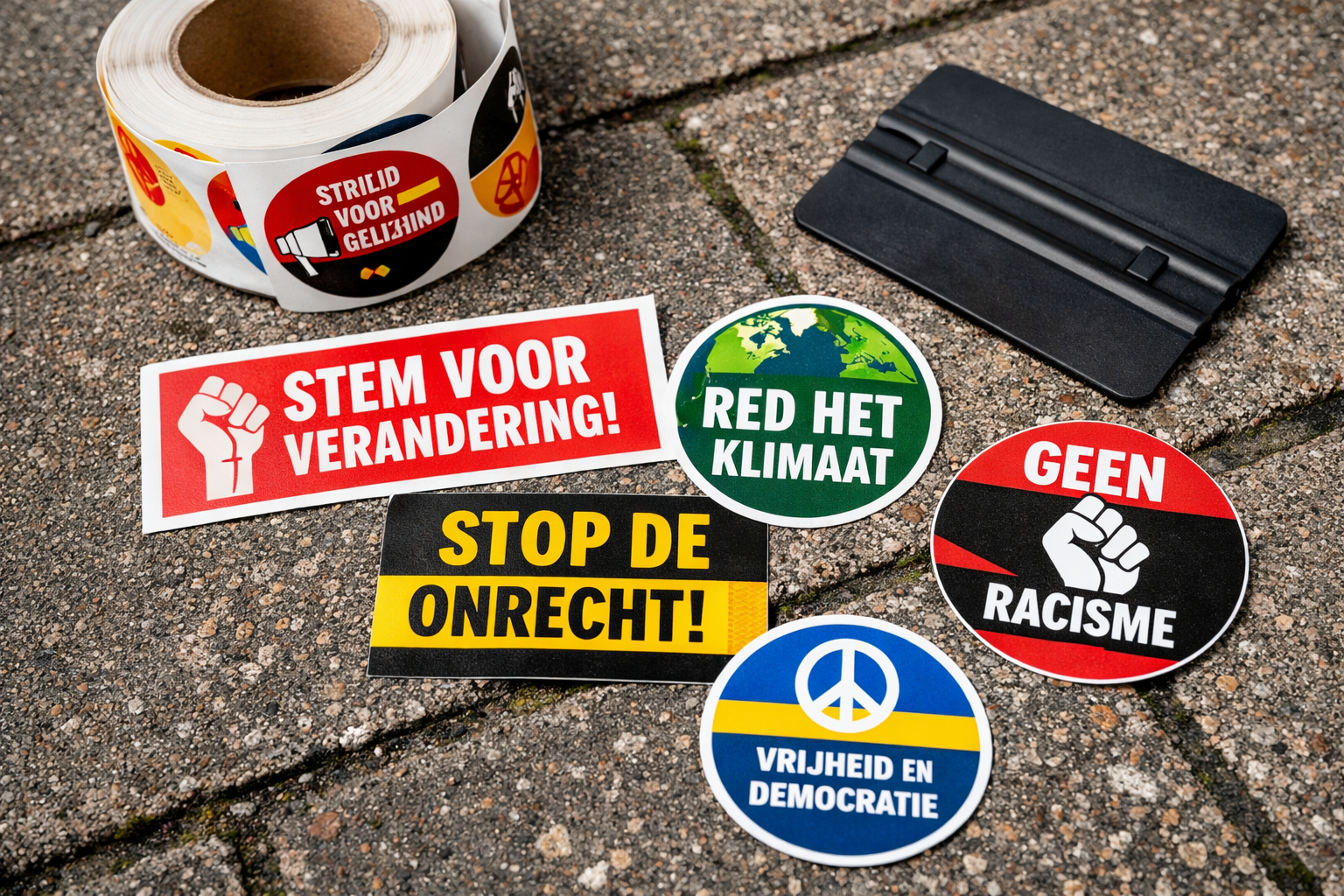 stickers drukken met politieke boodschappen