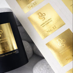 Gouden labels bedrukt 