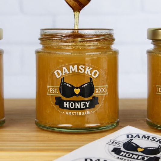 Honing potje met een transparante sticker