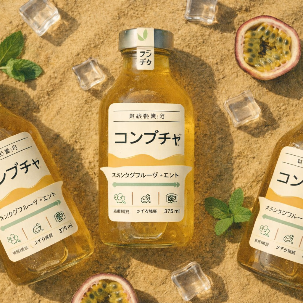 Verpakkings etiket in vorm op strand 