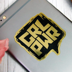 girl power sticker goud