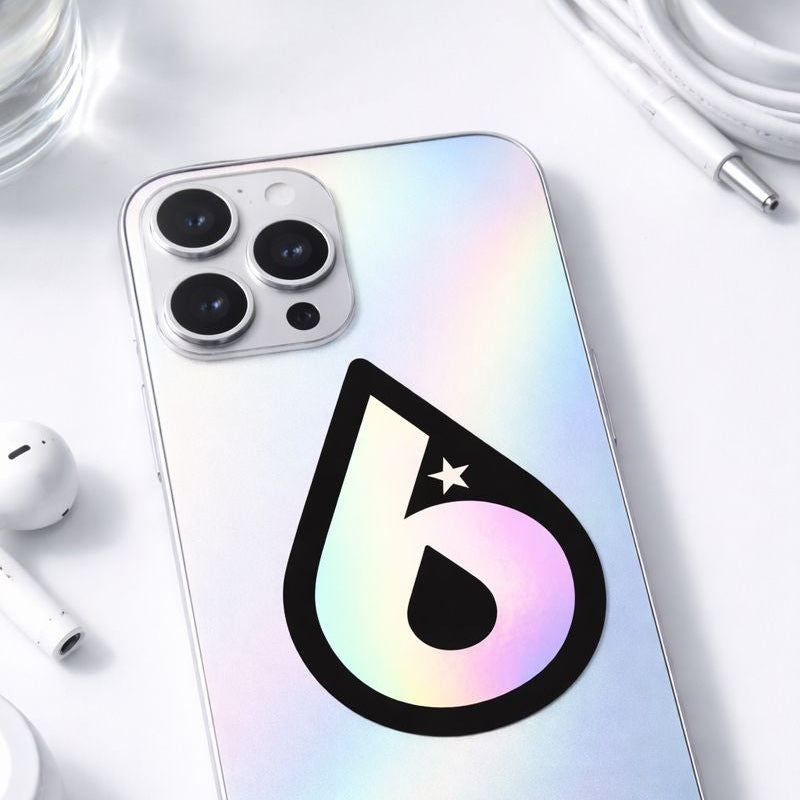 holografische sticker op iphone